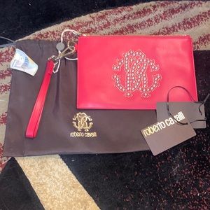 Roberto Cavalli leather wristlet 9.5x6.5